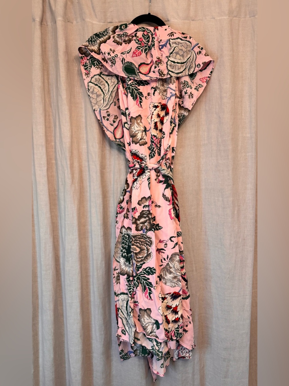 Tory Burch Pink Floral Silk Ruffle Wrap Dress Sz 6 Like New - Picture 2 of 7